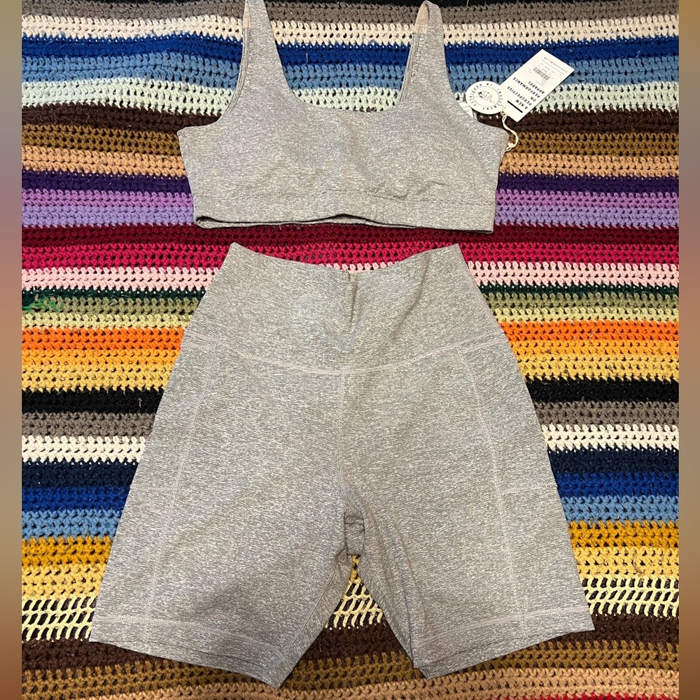 VUORI sport bra and biker shorts set
